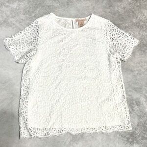 Philosophy Lace Top Women’s S White Short Sleeve